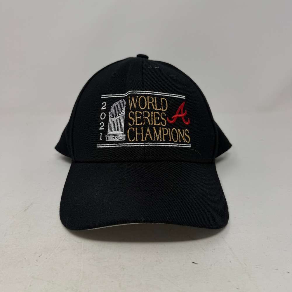 Atlanta Braves Hat Mens OSFA Black MLB Baseball 2021 World Series '47 EUC